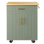 Îlot de cuisine en bois Celebalcony, chariot de cuisine avec un meuble double, un tiroir et un porte-serviettes. Chariot de rangement roulant pour la cuisine, le salon