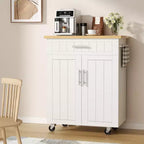 Îlot de cuisine en bois Celebalcony, chariot de cuisine avec un meuble double, un tiroir et un porte-serviettes. Chariot de rangement roulant pour la cuisine, le salon