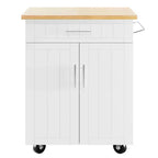 Îlot de cuisine en bois Celebalcony, chariot de cuisine avec un meuble double, un tiroir et un porte-serviettes. Chariot de rangement roulant pour la cuisine, le salon