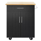 Îlot de cuisine en bois Celebalcony, chariot de cuisine avec un meuble double, un tiroir et un porte-serviettes. Chariot de rangement roulant pour la cuisine, le salon