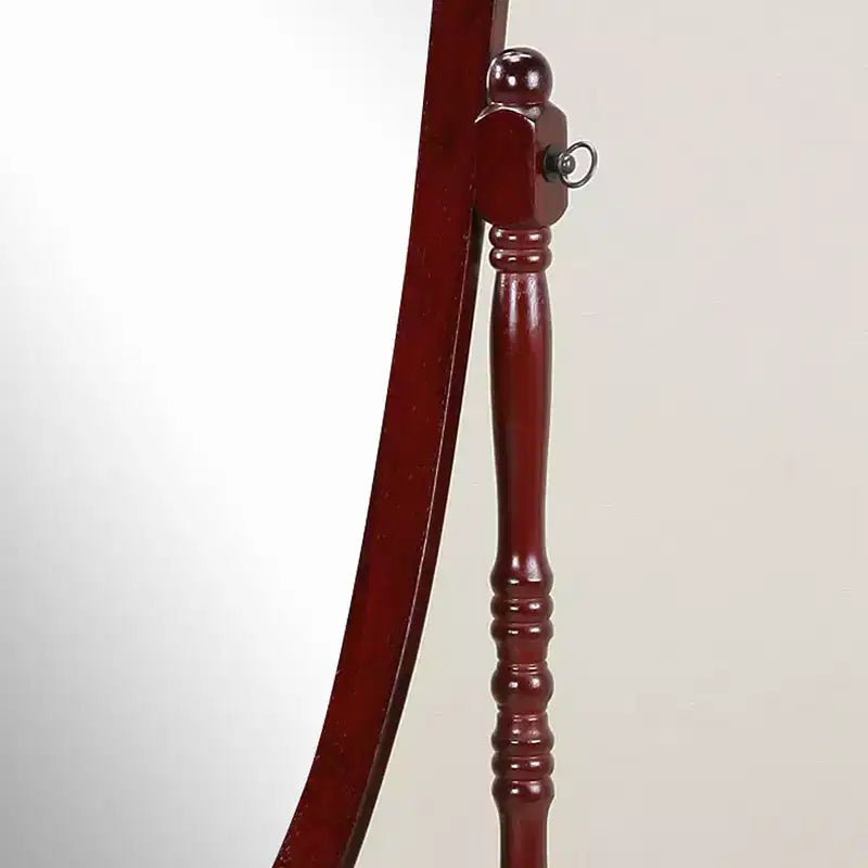Miroir décoratif pleine longueur TUYOHW Anna Style pour chambre à coucher, dressing, psyché traditionnelle sur pied avec cadre en bois, couleur cerisier