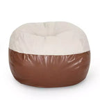 TUYOHW 5ft Rounded Bean Bag Chair, Faux Leather Floor Sofa for Easy Cleaning, Comfy Sofa Chair for Living Room and Bedroom