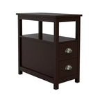 Table de chevet rétro en bois avec tiroirs et étagère ouverte pour petits espaces - Marron