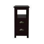Table de chevet rétro en bois avec tiroirs et étagère ouverte pour petits espaces - Marron