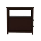 Table de chevet rétro en bois avec tiroirs et étagère ouverte pour petits espaces - Marron