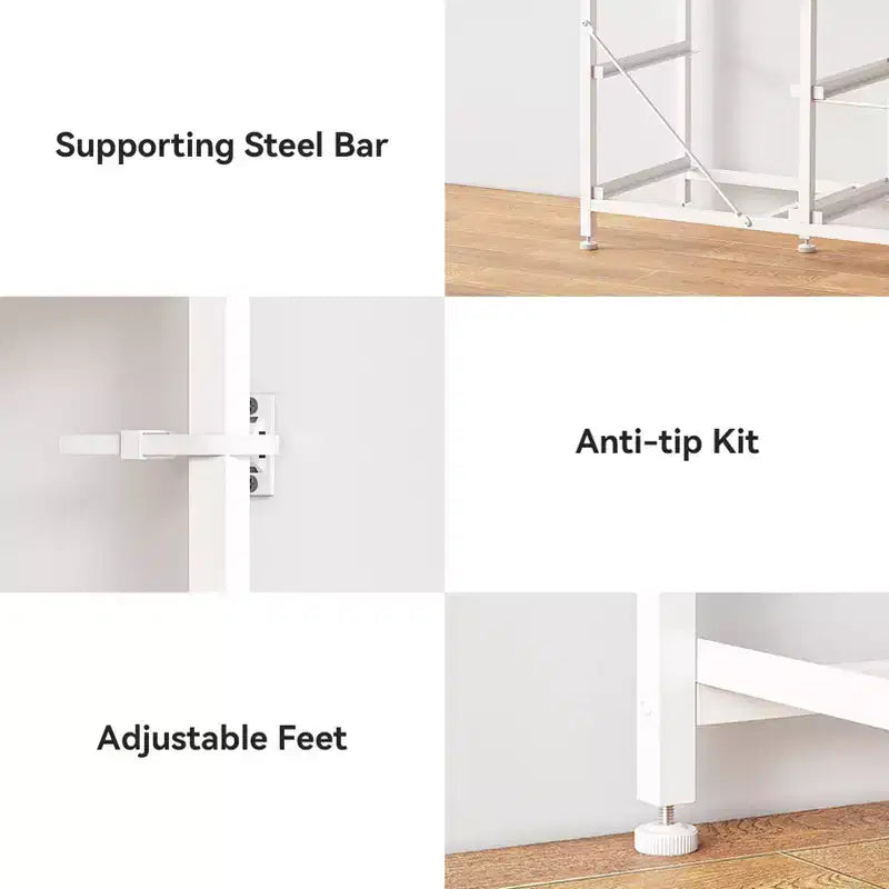 Commode à 9 tiroirs blanche de 160 cm pour chambre à coucher, meuble TV LED pour téléviseur de 75 pouces avec station de charge, prises de courant, commode de rangement en tissu, meuble console multimédia