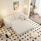 Canapé convertible multifonctionnel MAYEERTY 78,7", 3-en-1, en tissu teddy, garni de mousse, beige
