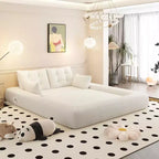Canapé convertible multifonctionnel MAYEERTY 78,7", 3-en-1, en tissu teddy, garni de mousse, beige