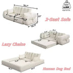 Canapé convertible multifonctionnel MAYEERTY 78,7", 3-en-1, en tissu teddy, garni de mousse, beige