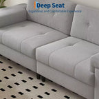 Canapé moderne 3 places de 85 pouces avec accoudoirs réglables et tissu chenille doux, canapé avec dossier touffeté de boutons pour salon et chambre
