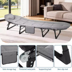 79 Lit de camp pliable portable avec coussin et oreiller, lit de camping pour adultes supportant 227 kg, lit de tente léger pour patio, plage, intérieur, extérieur
