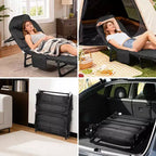 79 Lit de camp pliable portable avec coussin et oreiller, lit de camping pour adultes supportant 227 kg, lit de tente léger pour patio, plage, intérieur, extérieur