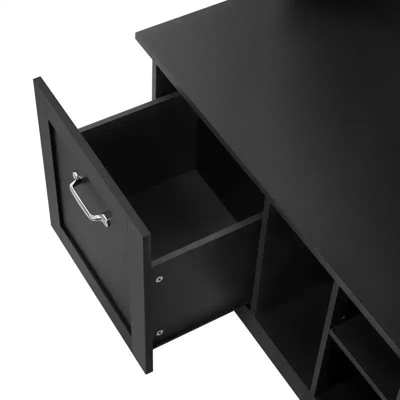 Meuble d'entrée avec banc et porte-manteau, doté de 7 patères, de 2 grands tiroirs et d'étagères réglables, idéal pour les couloirs et les salons