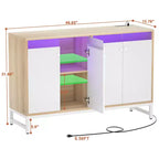 Buffet de rangement Besiost avec étagères réglables, Bar à café avec station de recharge, Lumière LED