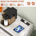 Buffet de rangement Besiost avec étagères réglables, Bar à café avec station de recharge, Lumière LED