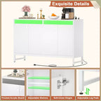 Buffet de rangement Besiost avec étagères réglables, Bar à café avec station de recharge, Lumière LED