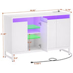 Buffet de rangement Besiost avec étagères réglables, Bar à café avec station de recharge, Lumière LED