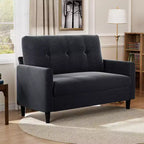 Dyonery Petit canapé deux places, canapé confortable de 127 cm avec coussins épais, canapé deux places sans outils pour chambre, petit canapé deux places pour petits espaces