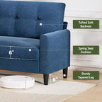 Dyonery Petit canapé deux places, canapé confortable de 127 cm avec coussins épais, canapé deux places sans outils pour chambre, petit canapé deux places pour petits espaces