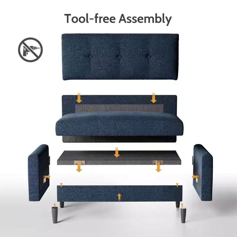Dyonery Petit canapé deux places, canapé confortable de 127 cm avec coussins épais, canapé deux places sans outils pour chambre, petit canapé deux places pour petits espaces
