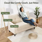 Dyonery Petit canapé deux places, canapé confortable de 127 cm avec coussins épais, canapé deux places sans outils pour chambre, petit canapé deux places pour petits espaces