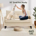 Dyonery Petit canapé deux places, canapé confortable de 127 cm avec coussins épais, canapé deux places sans outils pour chambre, petit canapé deux places pour petits espaces