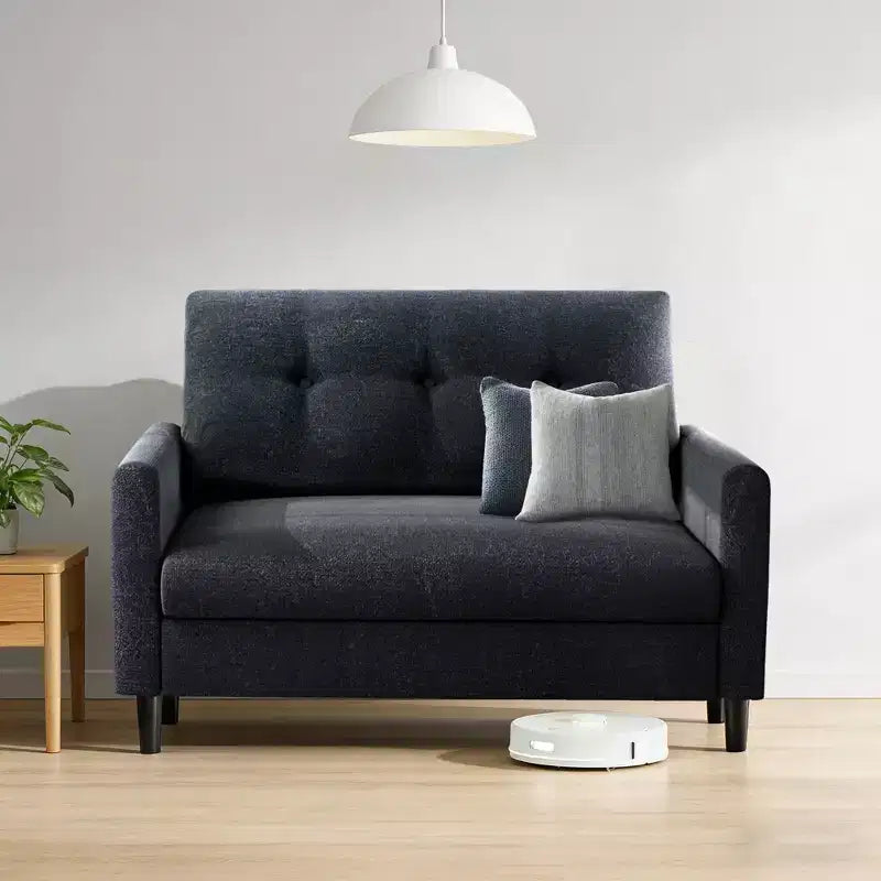 Dyonery Petit canapé deux places, canapé confortable de 127 cm avec coussins épais, canapé deux places sans outils pour chambre, petit canapé deux places pour petits espaces