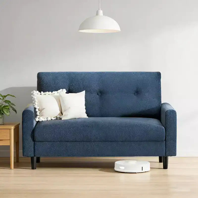 Dyonery Petit canapé deux places, canapé confortable de 127 cm avec coussins épais, canapé deux places sans outils pour chambre, petit canapé deux places pour petits espaces