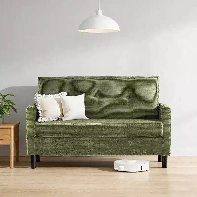 Dyonery Petit canapé deux places, canapé confortable de 127 cm avec coussins épais, canapé deux places sans outils pour chambre, petit canapé deux places pour petits espaces