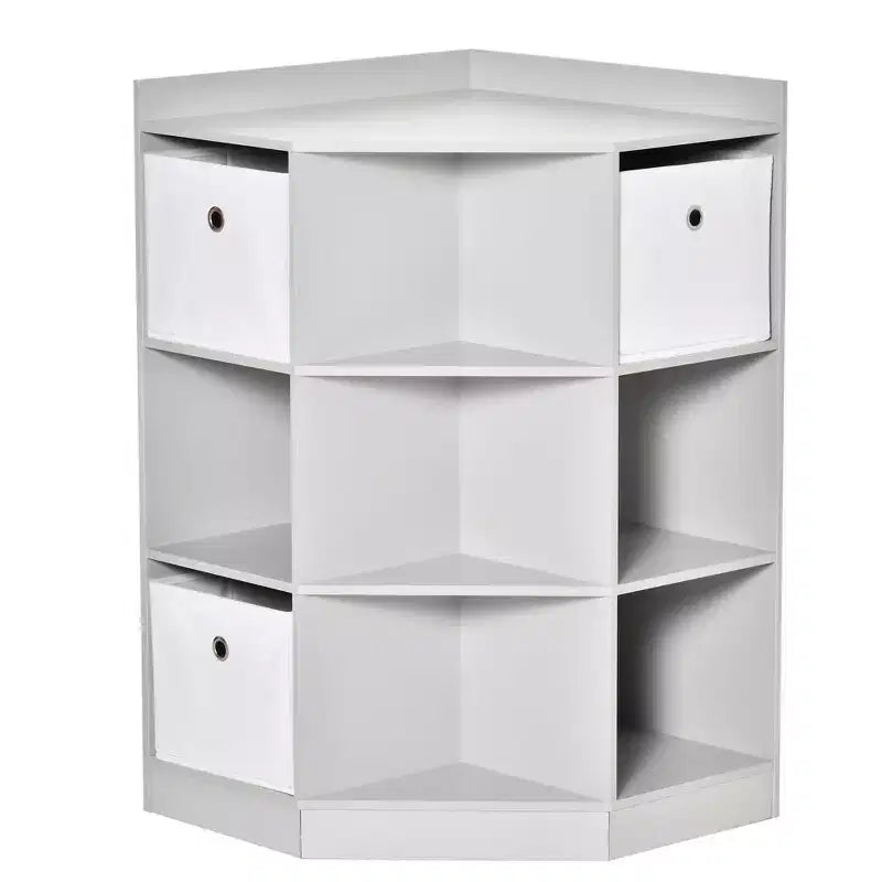 Meuble d'angle pour enfants HOMCOM, Organiseur de rangement pour jouets avec compartiments, Étagère à livres avec trois paniers pour salle de jeux, chambre d'enfant, salon, gris