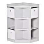 Meuble d'angle pour enfants HOMCOM, Organiseur de rangement pour jouets avec compartiments, Étagère à livres avec trois paniers pour salle de jeux, chambre d'enfant, salon, gris