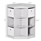 Meuble d'angle pour enfants HOMCOM, Organiseur de rangement pour jouets avec compartiments, Étagère à livres avec trois paniers pour salle de jeux, chambre d'enfant, salon, gris