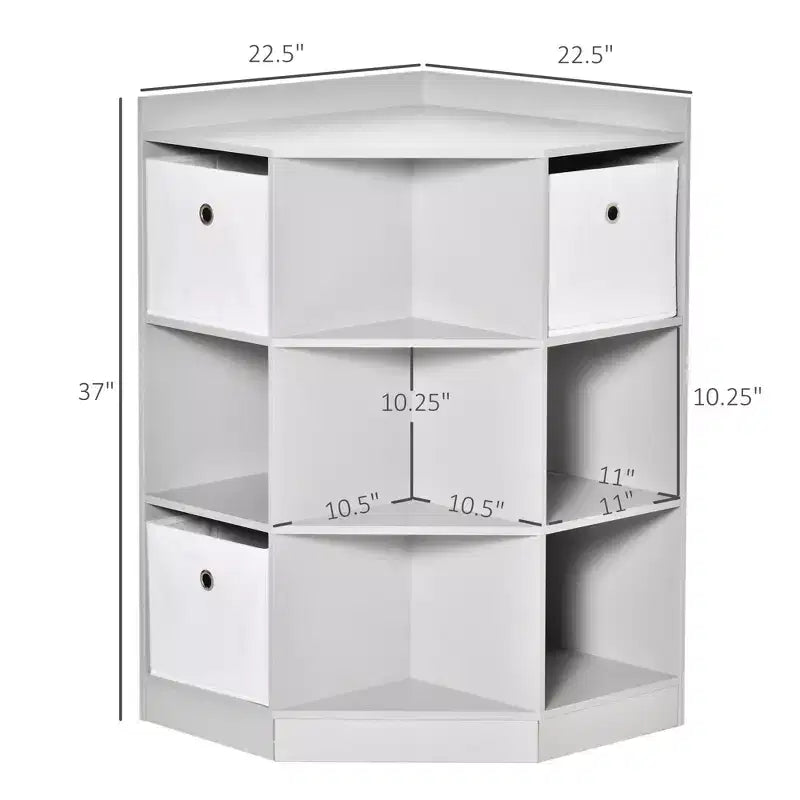 Meuble d'angle pour enfants HOMCOM, Organiseur de rangement pour jouets avec compartiments, Étagère à livres avec trois paniers pour salle de jeux, chambre d'enfant, salon, gris