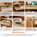 Table de chevet en rotin (lot de 2), avec station de charge USB-C - 1 tiroir et espace de rangement ouvert, table d'appoint bohème