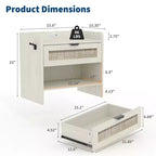 Table de chevet en rotin (lot de 2), avec station de charge USB-C - 1 tiroir et espace de rangement ouvert, table d'appoint bohème