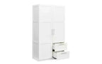 Armoire de chambre à coucher de 180 cm, armoire de rangement autoportante à 2 portes, armoire moderne à 3 étagères, blanche
