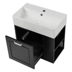 Meuble sous-vasque de salle de bain mural de 21,8 po avec lavabo, meuble de rangement de salle de bain avec tiroirs, meuble-lavabo simple avec étagère réglable