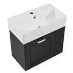 Meuble sous-vasque de salle de bain mural de 21,8 po avec lavabo, meuble de rangement de salle de bain avec tiroirs, meuble-lavabo simple avec étagère réglable