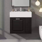 Meuble sous-vasque de salle de bain mural de 21,8 po avec lavabo, meuble de rangement de salle de bain avec tiroirs, meuble-lavabo simple avec étagère réglable