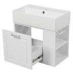 Meuble sous-vasque de salle de bain mural de 21,8 po avec lavabo, meuble de rangement de salle de bain avec tiroirs, meuble-lavabo simple avec étagère réglable