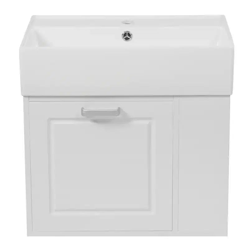 Meuble sous-vasque de salle de bain mural de 21,8 po avec lavabo, meuble de rangement de salle de bain avec tiroirs, meuble-lavabo simple avec étagère réglable
