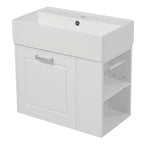 Meuble sous-vasque de salle de bain mural de 21,8 po avec lavabo, meuble de rangement de salle de bain avec tiroirs, meuble-lavabo simple avec étagère réglable