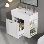 Meuble sous-vasque de salle de bain mural de 21,8 po avec lavabo, meuble de rangement de salle de bain avec tiroirs, meuble-lavabo simple avec étagère réglable