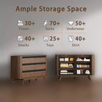 Commode 6 tiroirs à volet roulant, Commode au design profilé incurvé, Organiseur de tiroirs en bois pour Chambre, Salon, Couloir, Entrée