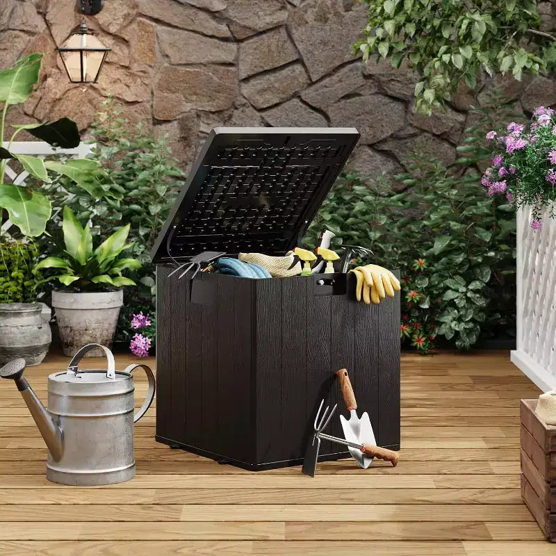COZONY Coffre de terrasse extérieur 106 litres, en résine robuste et étanche avec couvercle verrouillable pour coussins de patio, fournitures de jardinage, protection de colis