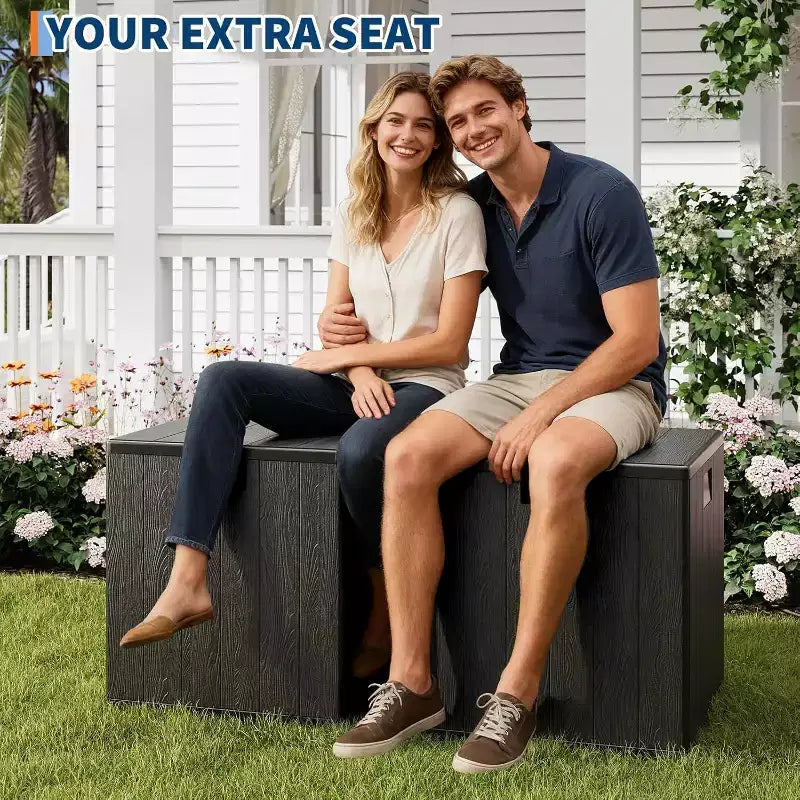 COZONY Coffre de terrasse extérieur 106 litres, en résine robuste et étanche avec couvercle verrouillable pour coussins de patio, fournitures de jardinage, protection de colis