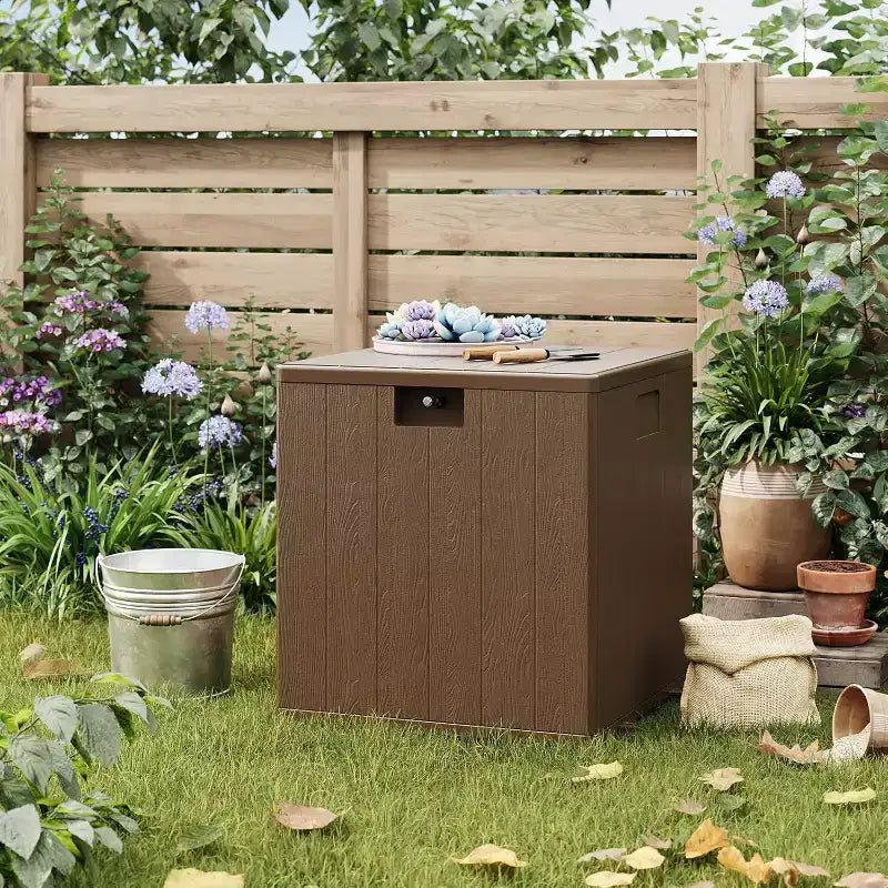 COZONY Coffre de terrasse extérieur 106 litres, en résine robuste et étanche avec couvercle verrouillable pour coussins de patio, fournitures de jardinage, protection de colis