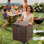 COZONY Coffre de terrasse extérieur 106 litres, en résine robuste et étanche avec couvercle verrouillable pour coussins de patio, fournitures de jardinage, protection de colis