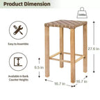 Lot de 2 tabourets de bar en métal de 70 cm, hauteur de comptoir, repose-pieds, cordon de serrage fait main, prêts pour la cuisine/îlot/salle à manger.