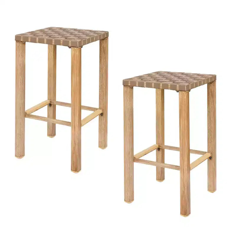 Lot de 2 tabourets de bar en métal de 70 cm, hauteur de comptoir, repose-pieds, cordon de serrage fait main, prêts pour la cuisine/îlot/salle à manger.